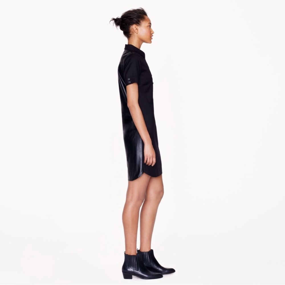 J Crew Collection Leather Back Shirt Dress - Picture 2 of 7